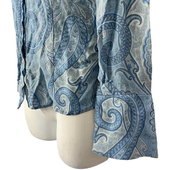 Bebe Y2K Vintage Button Up Wide Sheer Fairy Bell Sleeve Paisley Top Shirt XS - Picture 12 of 16